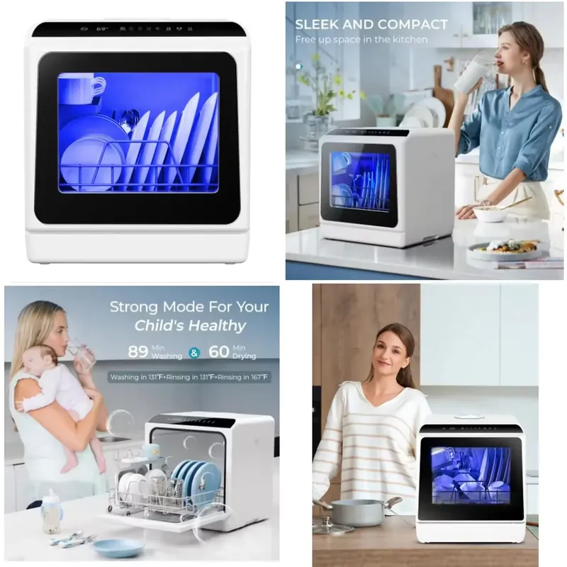 Countertop Dishwasher Mini Compact - غسالة أطباق محمولة صغيرة للطاولة بسعة