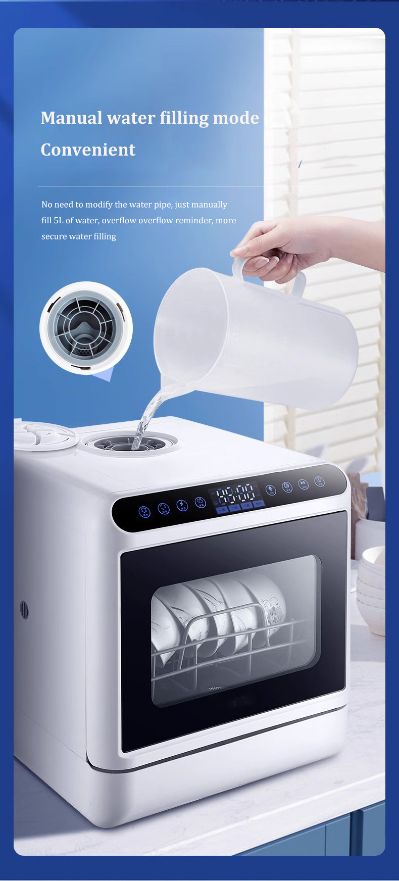 غسالة أطباق ذكية للمنضدة بدون  - مراجعة Portable Dishwasher With Water Tank وسعره