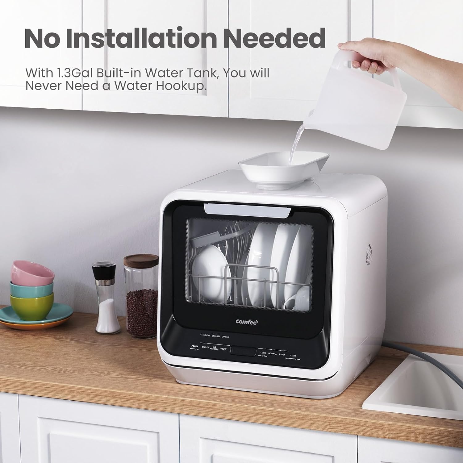 غسالة أطباق محمولة توضع على سط - مراجعة Portable Dishwasher With Water Tank وسعره