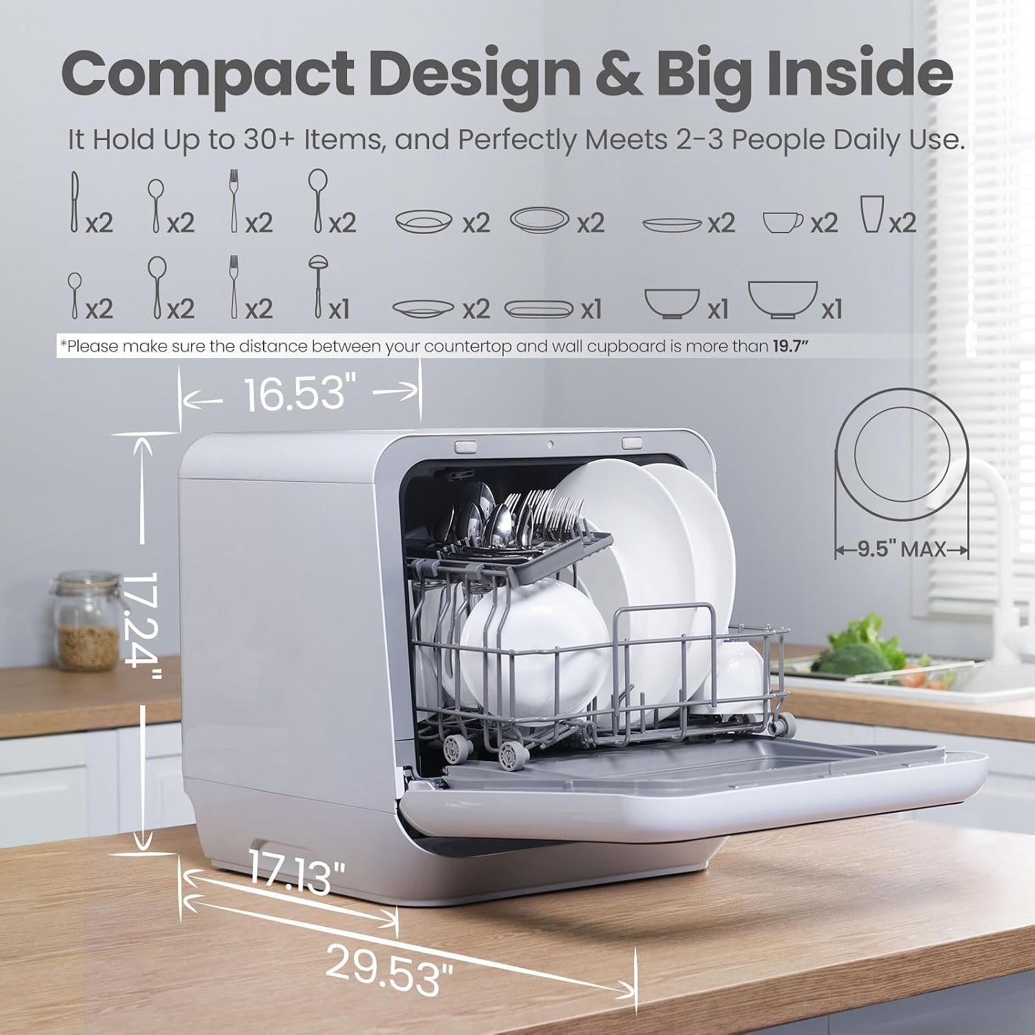 غسالة أطباق محمولة توضع على سط - مراجعة Portable Dishwasher With Water Tank وسعره