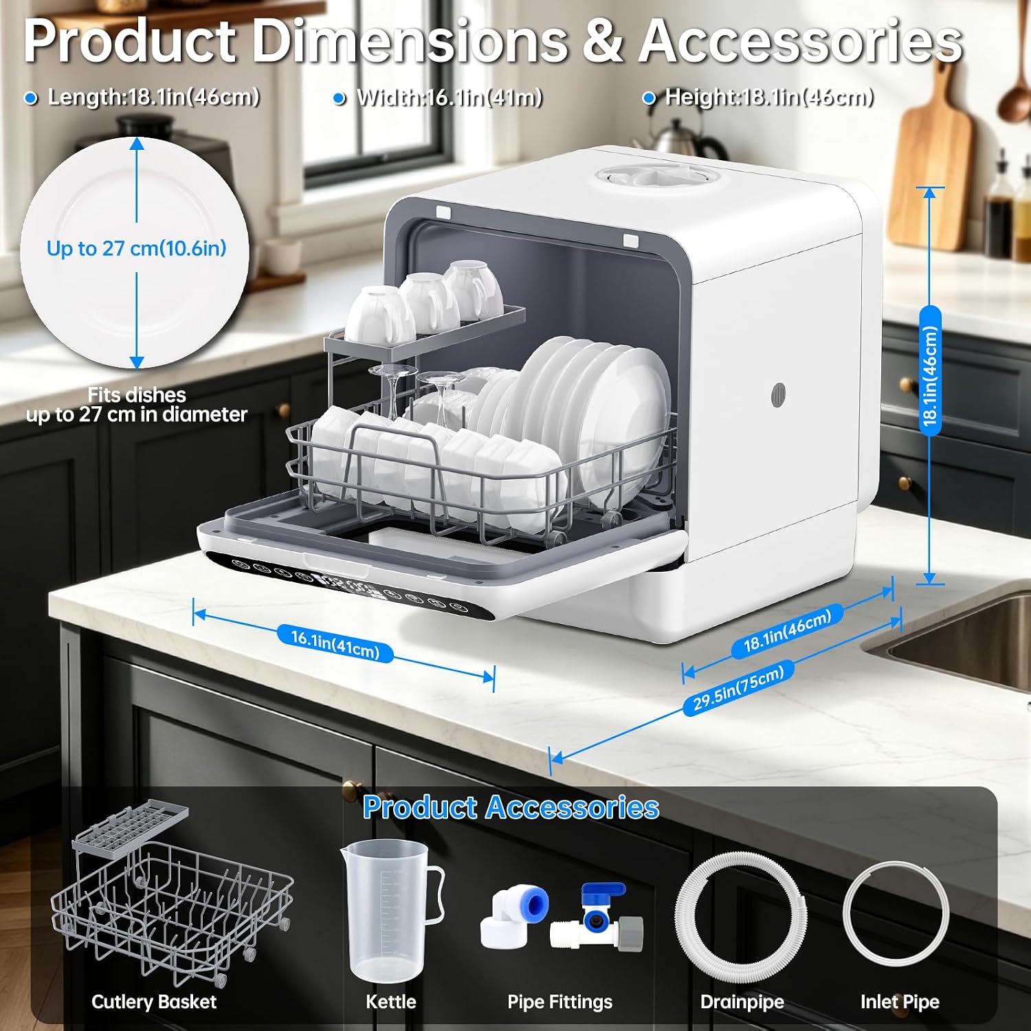 غسالة أطباق محمولة توضع على سط - مراجعة Portable Dishwasher With Water Tank وسعره