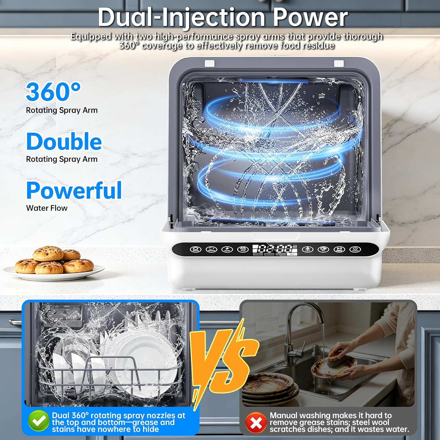 غسالة أطباق محمولة توضع على سط - مراجعة Portable Dishwasher With Water Tank وسعره